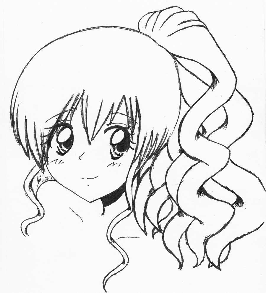 900x994 Cartoon Girl Drawing With Curly Hair Images