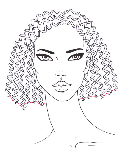 450x555 How To Draw Curly Hair I Draw Fashion