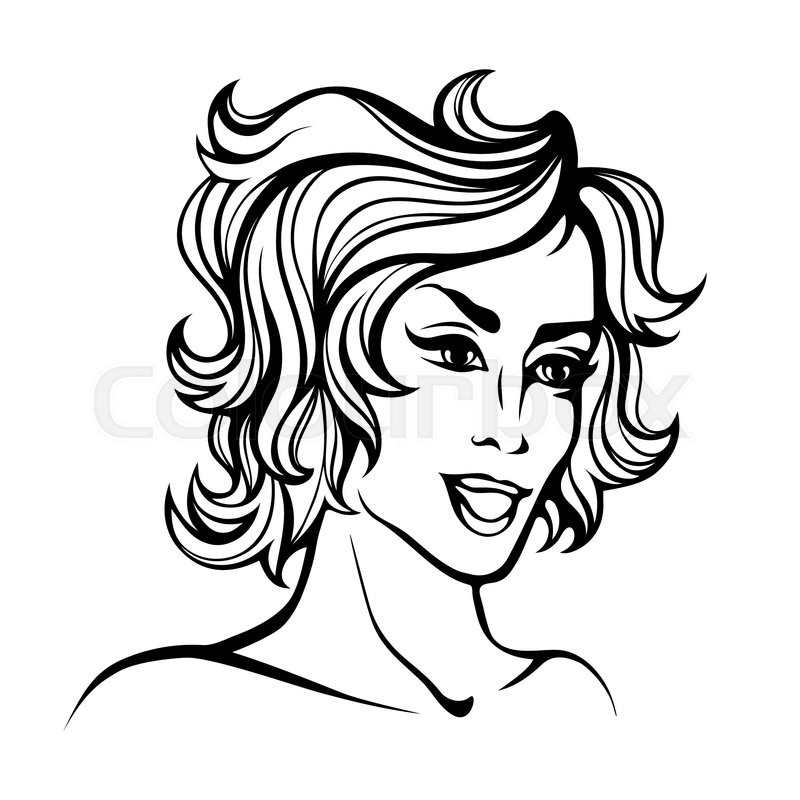800x800 Vector Stylized Portrait Of Cartoon Pretty Fashion Girl With Short