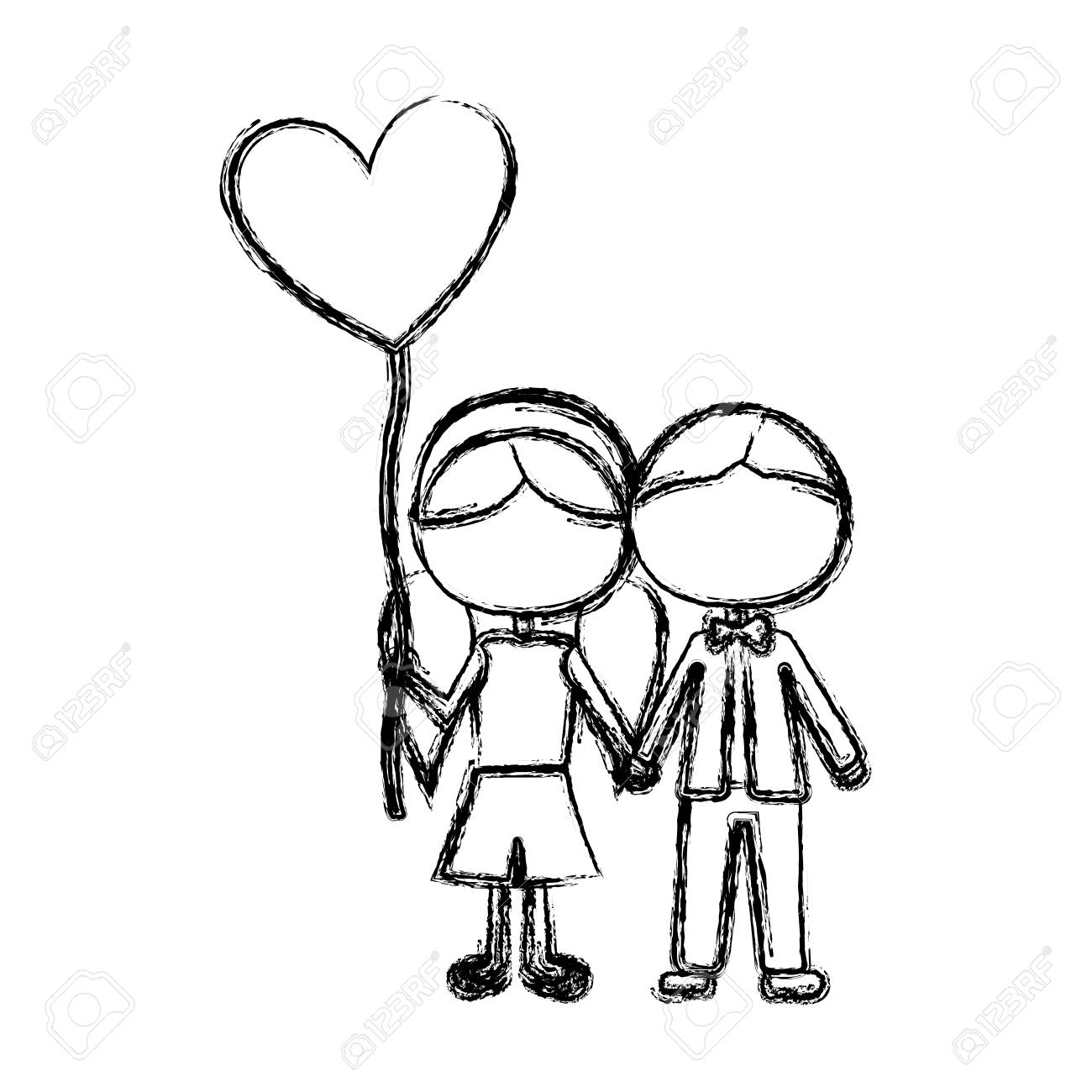1300x1300 Monochrome Sketch Of Caricature Faceless Couple Of Boy Short