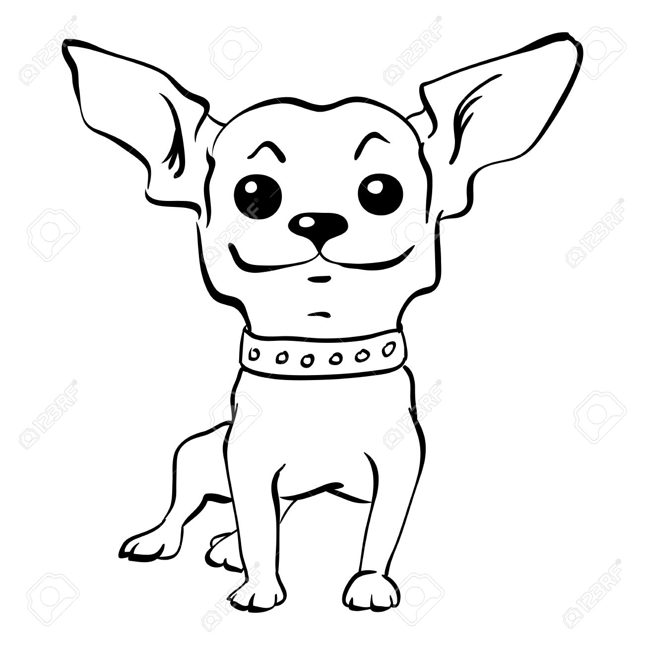 1300x1300 Sketch Funny Dog Short Haired Chihuahua Breed Sitting Hand Drawing