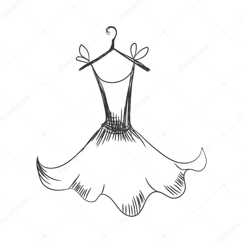 1024x1024 Gown Hand Drawing On A Hanger Stock Vector Konekotanya.gmail