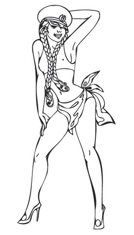 273x480 Girl Wearing Sailor Hat And Short Skirt And High Heels Coloring