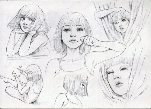 500x361 Drawing Art Hair Girl Cute Eyes Cool Beautiful Song White Dancing