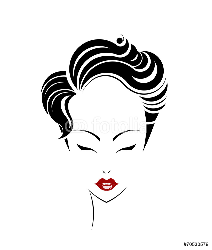 846x1000 Short Hair Style Icon Logo Women Face Wall Sticker Wall Stickers