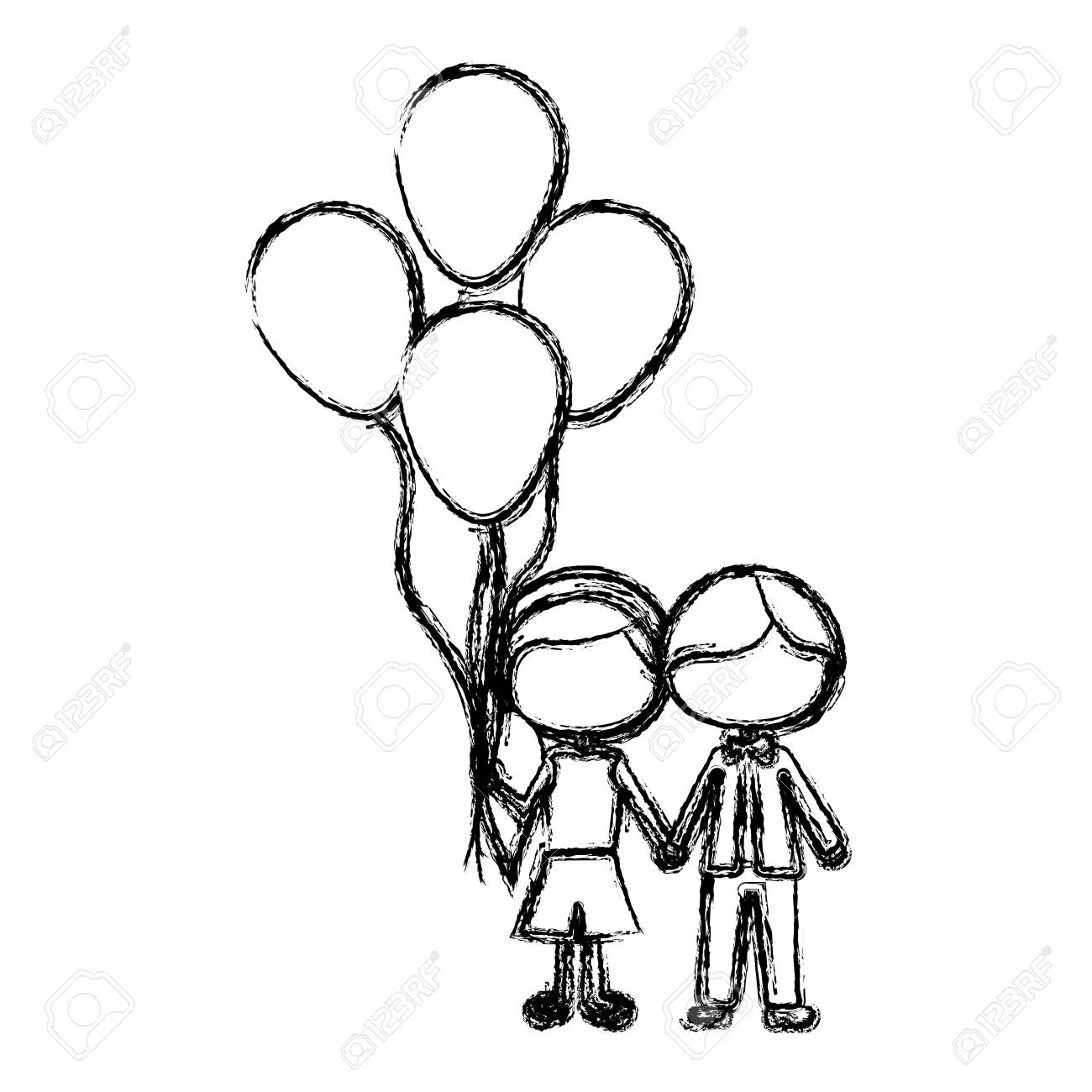 1300x1300 Monochrome Sketch Of Caricature Faceless Couple Of Boy Short Hair