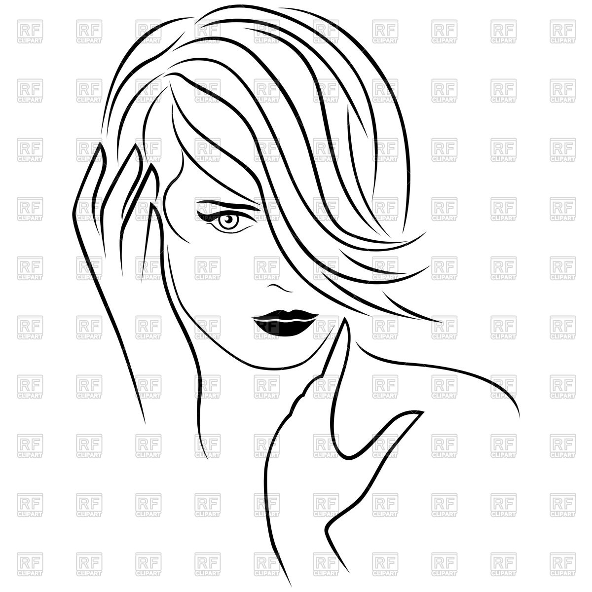 1200x1200 Cute Young Girl With Short Hairstyle Royalty Free Vector Clip Art