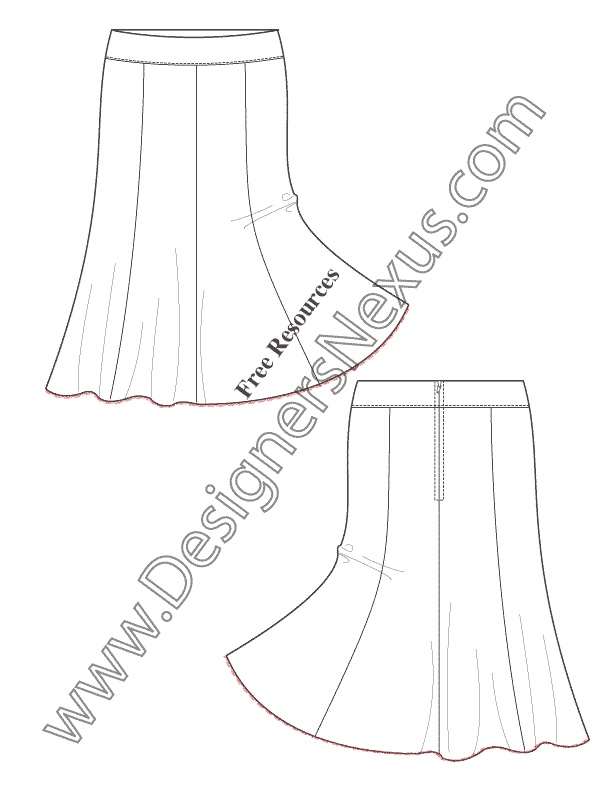 612x792 Free Downloads Illustrator Skirt Flat Sketches