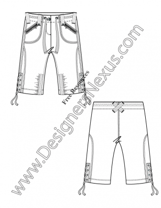 316x409 V38 Lace Hem Bermuda Shorts Flat Fashion Sketch Clothes