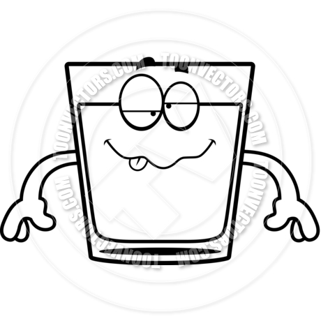 460x460 Cartoon Shot Of Whiskey Drunk (Black And White Line Art) By Cory