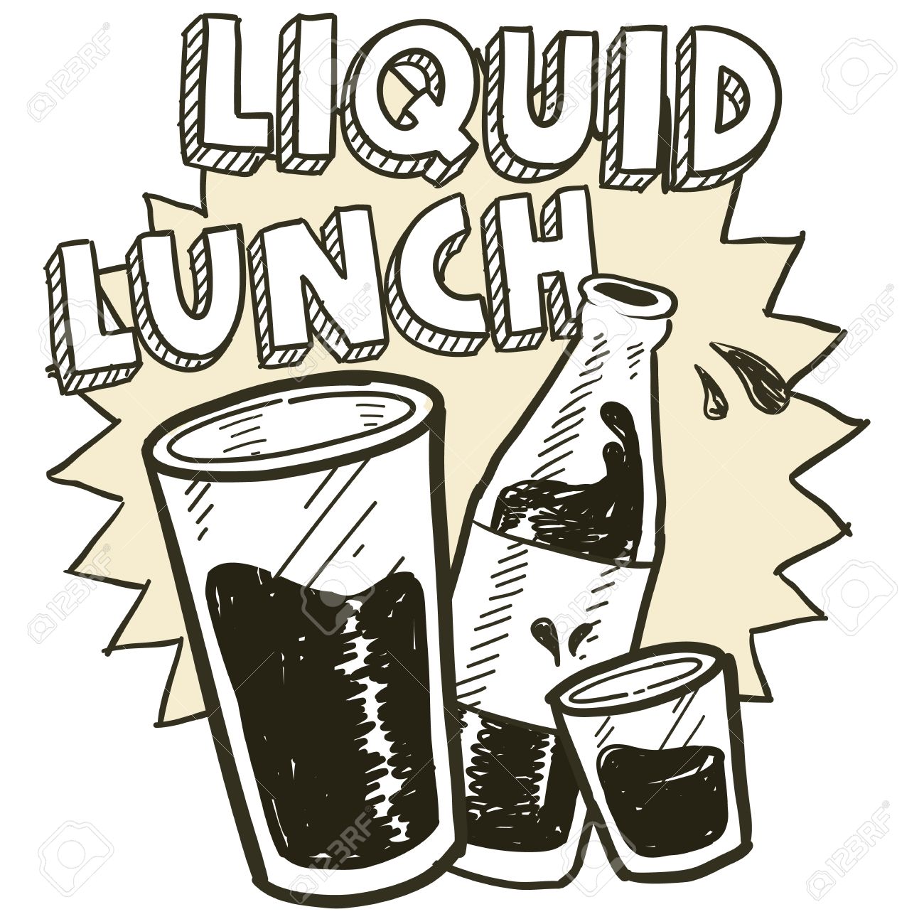 1300x1300 Doodle Style Liquid Lunch Alcohol Drinking Sketch In Vector Format