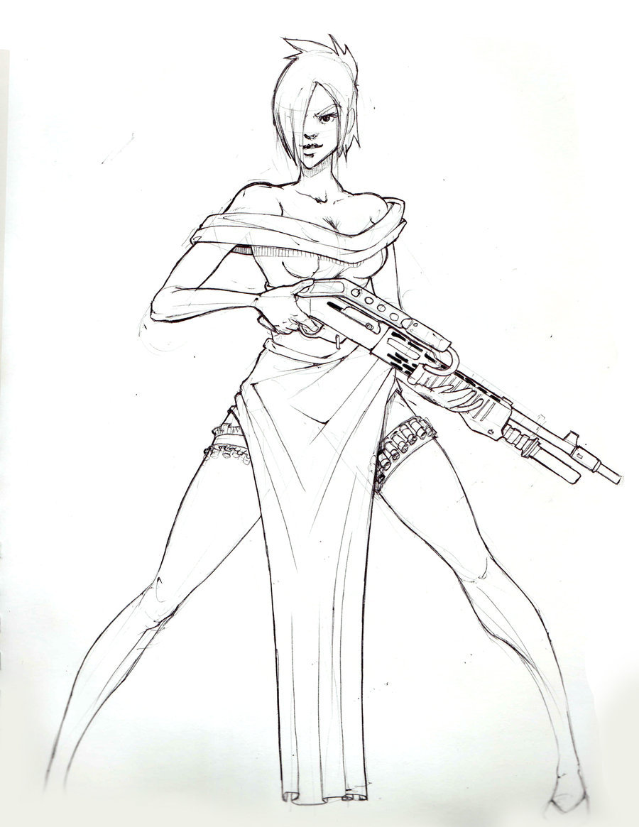 900x1165 Shotgun Girl By Danielcherng