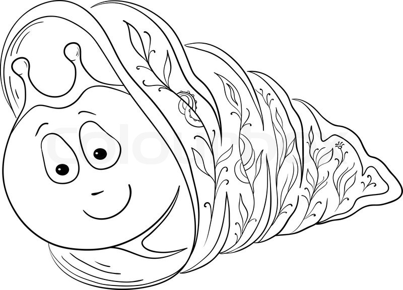 800x577 Vector Cartoon, Cheerful Smiling Snail In A Shell With A Flower