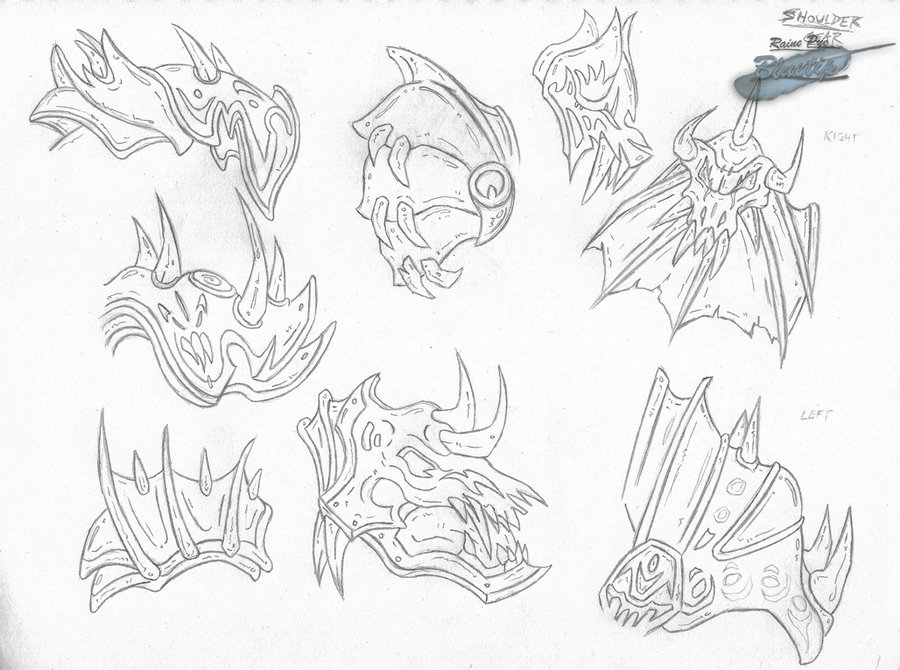 900x670 Shoulder Gear Sketch By The Bluetip