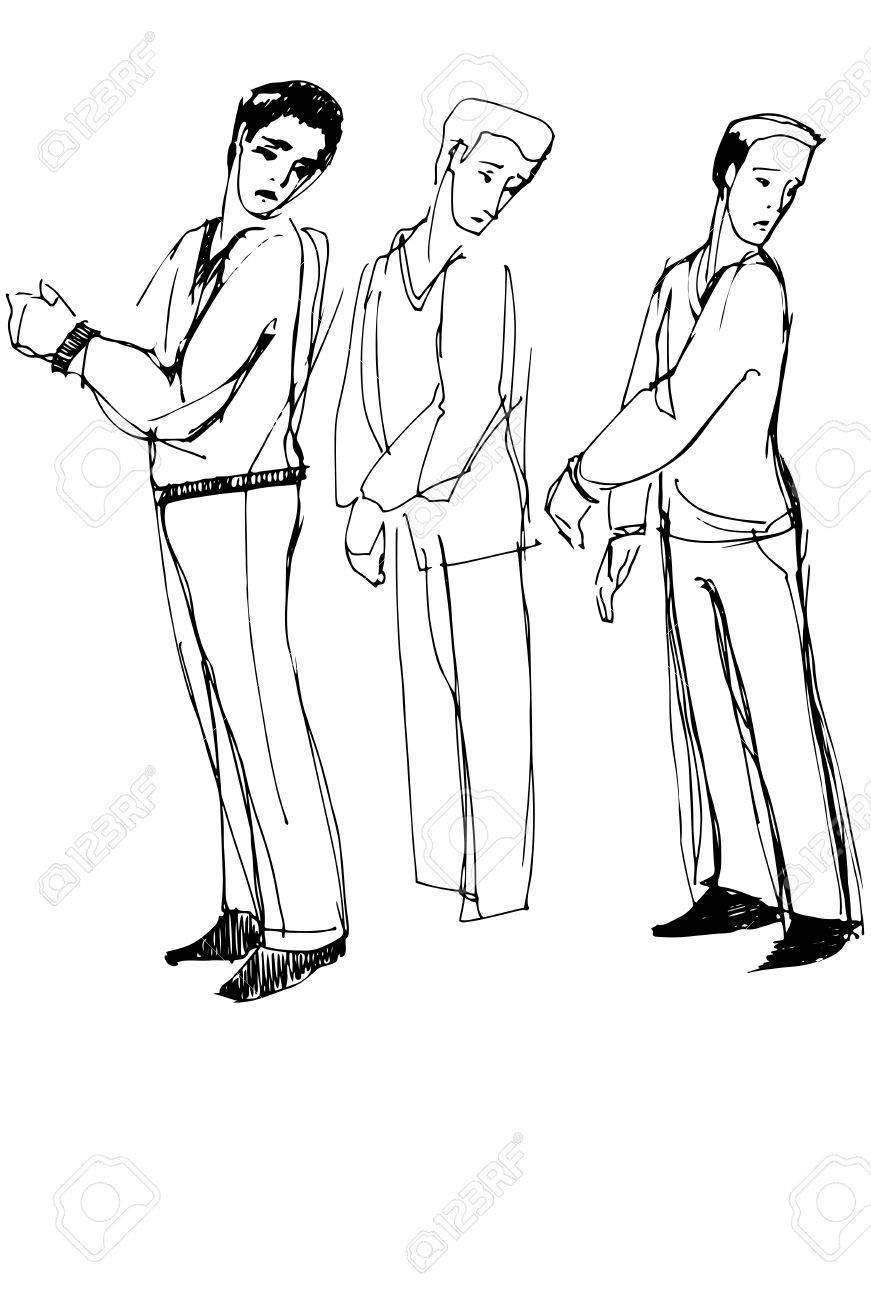 871x1300 Black And White Vector Sketch Of A Man Looking Back Over His