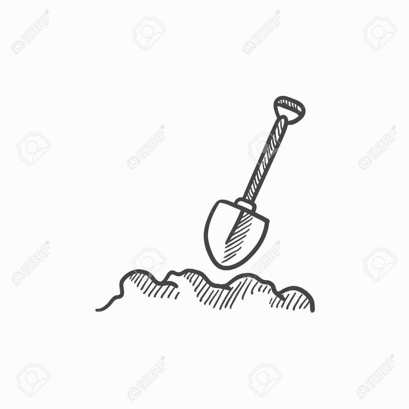 1300x1300 Mining Shovel Vector Sketch Icon Isolated On Background. Hand