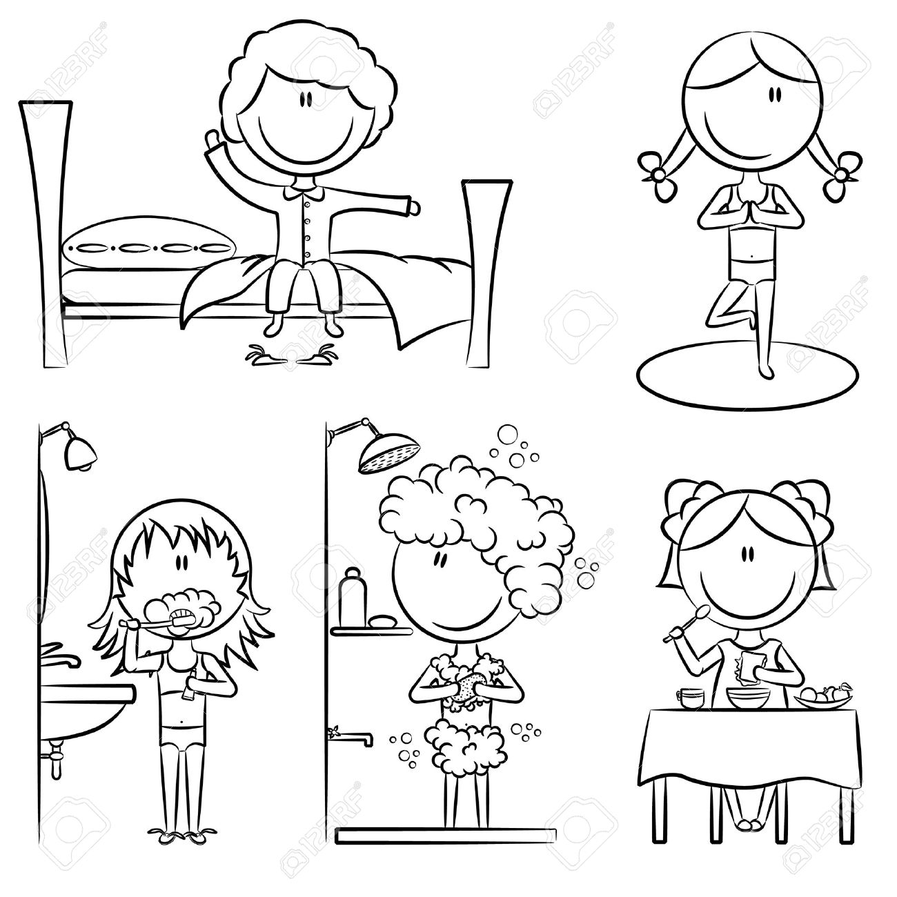 1300x1300 Daily Life Including Wake Up, Yoga, Teeth Cleaning, Shower