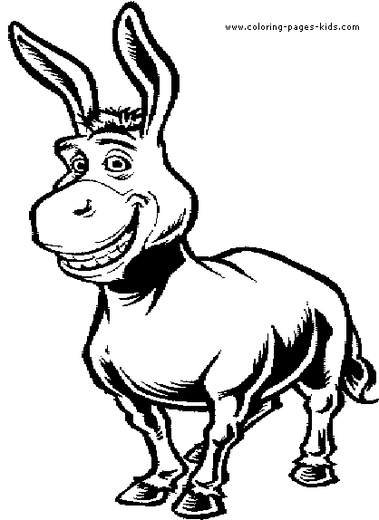 418x574 Shrek Coloring Pages Smiling Donkey Funny