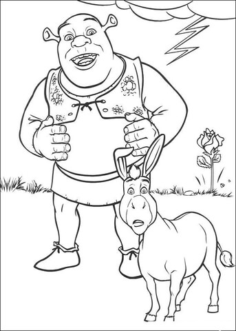343x480 Shrek And Donkey Are Surprised Coloring Page Free Printable
