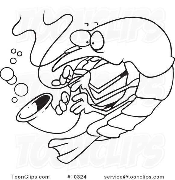 581x600 Cartoon Blacknd White Line Drawing Of Shrimp Playing