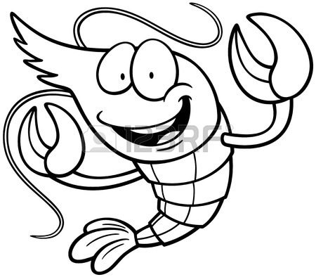 450x394 Vector Illustration Of Cartoon Shrimp