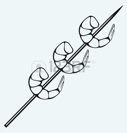 428x450 Boiled Shrimp Sketch Isolated On Blue Background Royalty Free