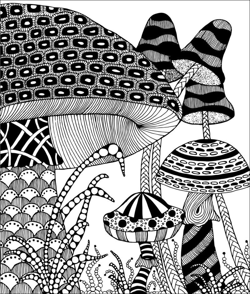 800x942 Mushroom Zentangle Tangled, Mushrooms And 50th
