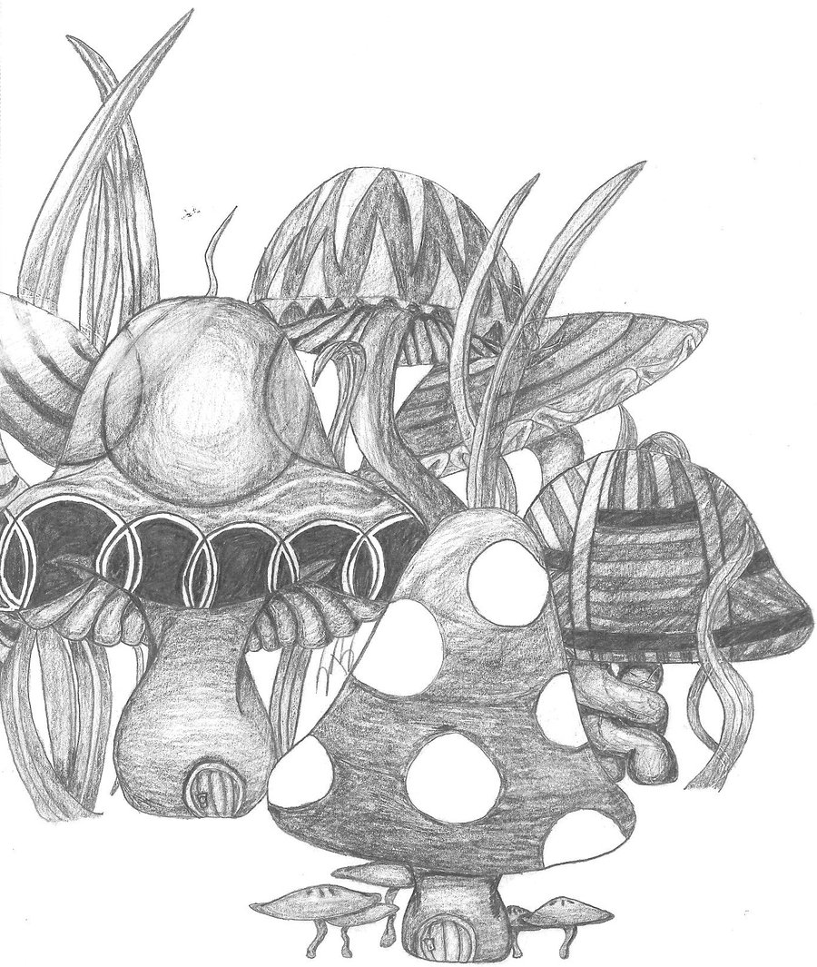 900x1065 Shroom Village By Seagoatink