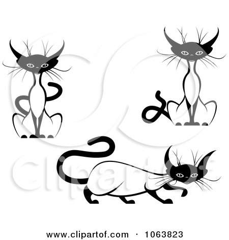450x470 Clipart Evil Siamese Cat Black And White 1
