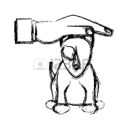 450x450 Hand Human Help Dog Sick Pet Sketch Vector Illustration Royalty
