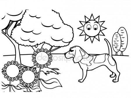 450x338 Sick Dog Cartoon Coloring Page Stock Vector Izakowski