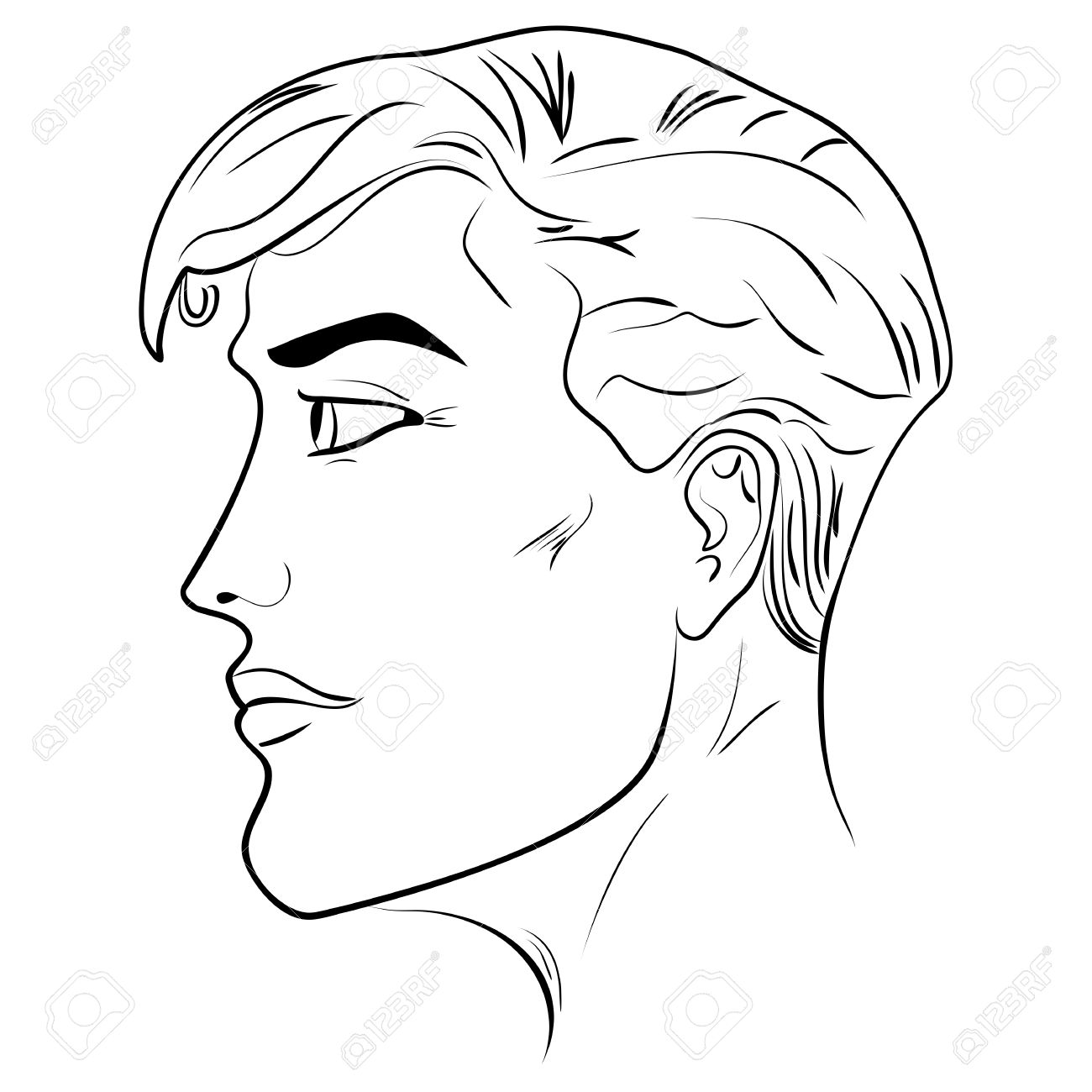 1300x1300 Outline Side Profile Of A Human Male Head Face Close Up, Black