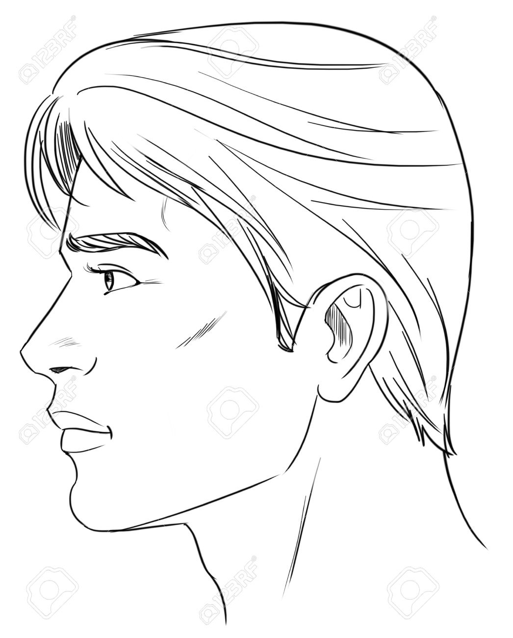 1046x1300 Outline Side Profile Of A Human Male Head Royalty Free Cliparts