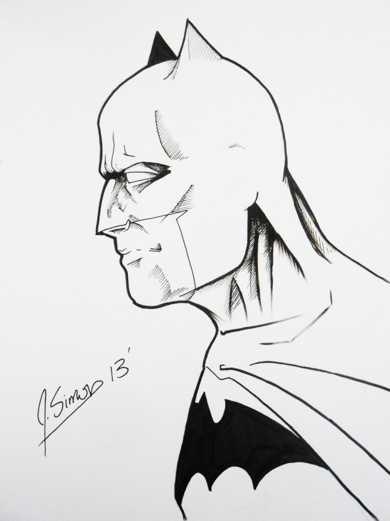768x1024 Batman Sketches Side Face Batman Profile Sketch Jsimonart