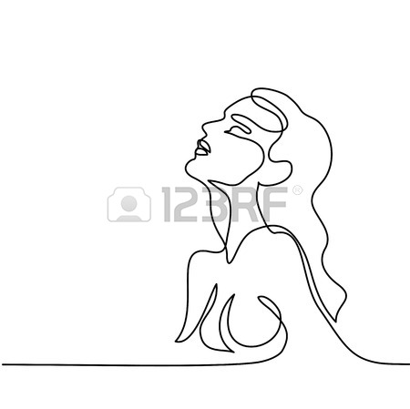 450x449 Continuous Line Drawing Of Abstract Portrait Of A Woman Side