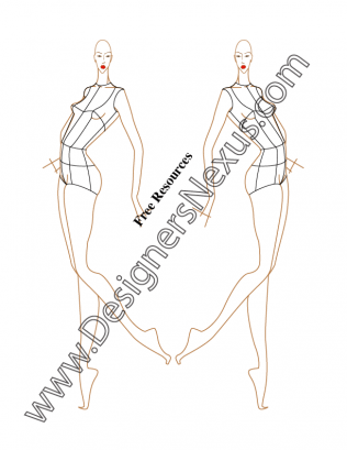 316x409 V41 Free Female Fashion Figure Side Pose Croqui