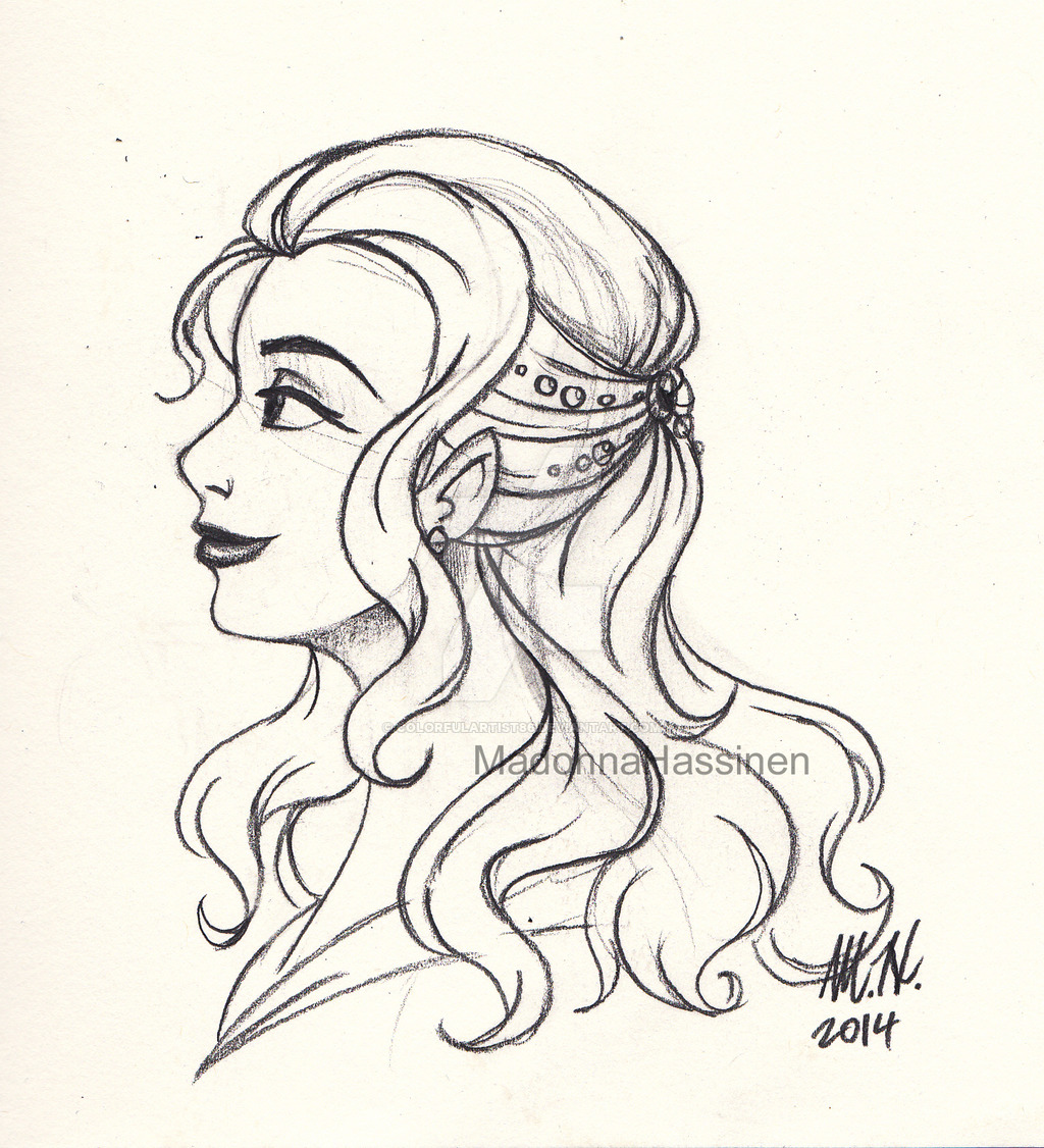 1024x1126 A Refine Lady Profile Sketch