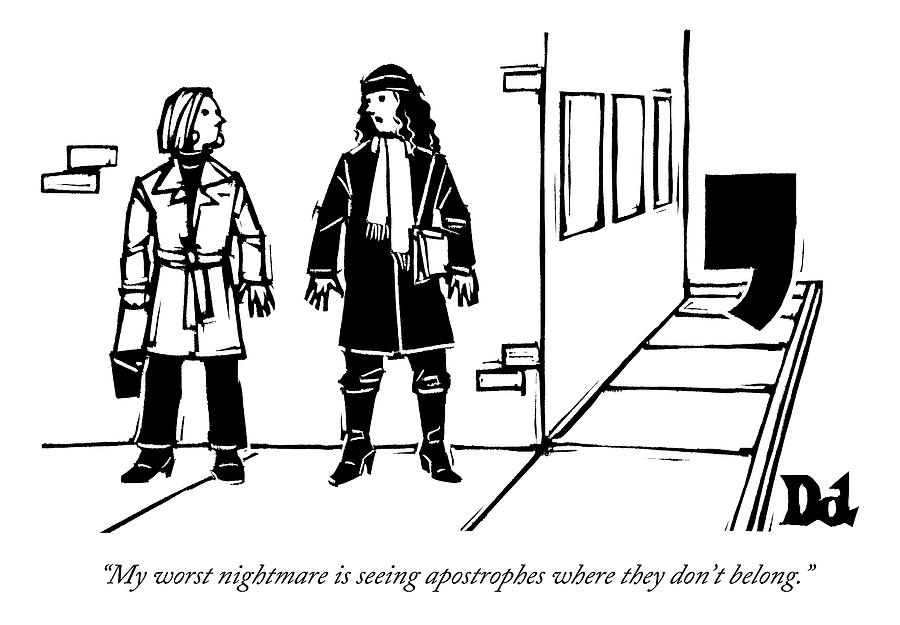 900x625 Two Women Talk On The Sidewalk While An By Drew Dernavich