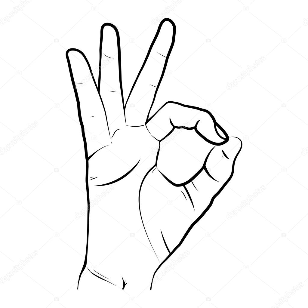 1024x1024 Human Hand, Ok Sight, Fingers Showing Symbol Of A Great State. V