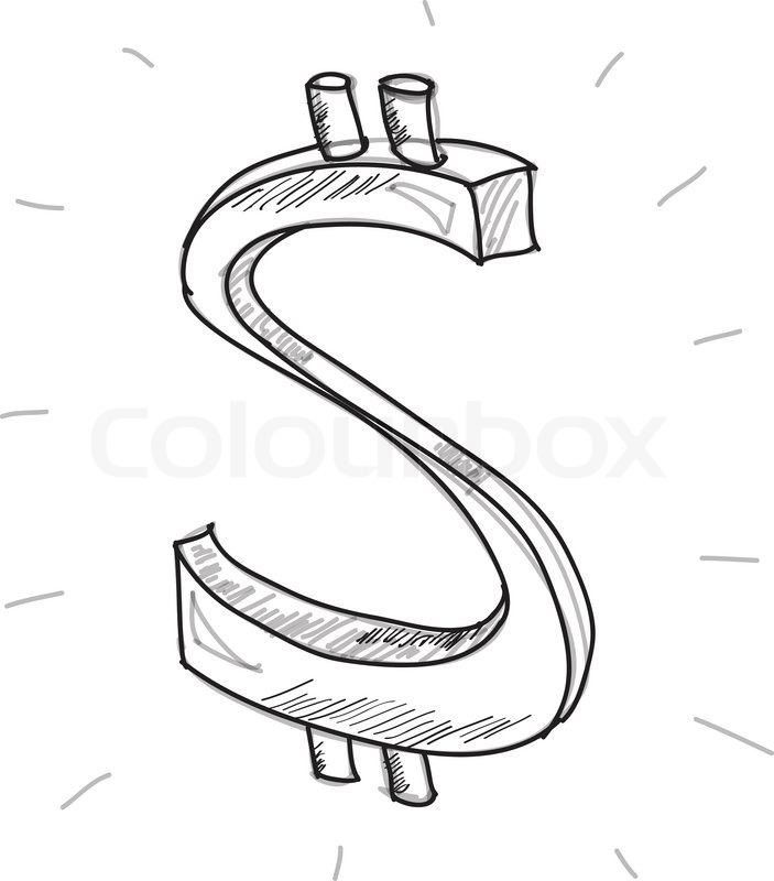 703x800 Dollar Sign Sketch Stock Vector Colourbox