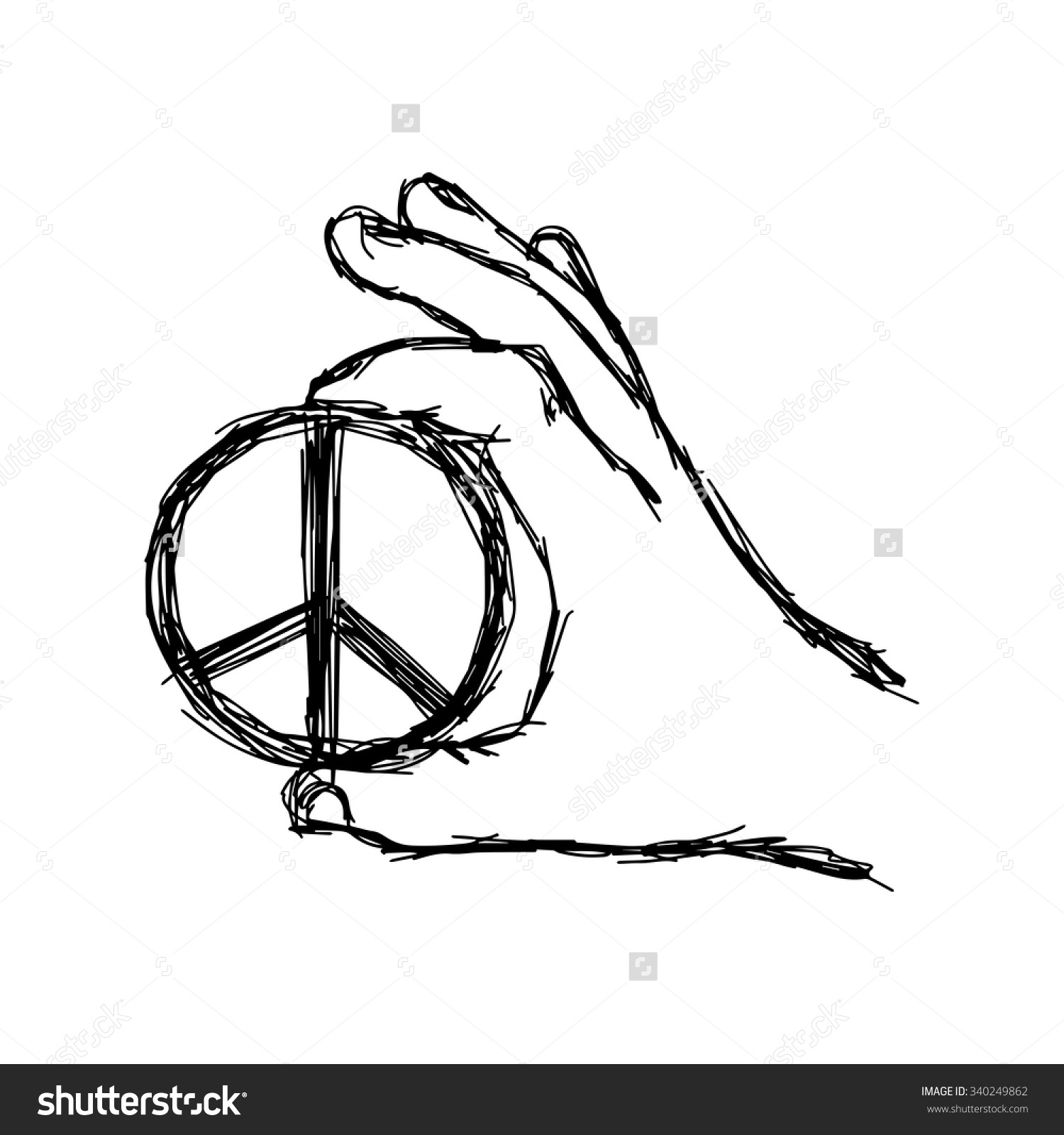 1500x1600 Peace Sign Hand Drawing Illustration Vector Doodle Hand Drawn