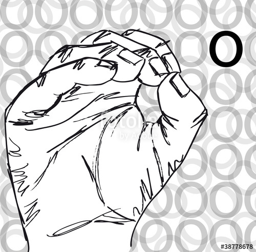 500x491 Sketch Of Sign Language Hand Gestures, Letter O. Stock Image