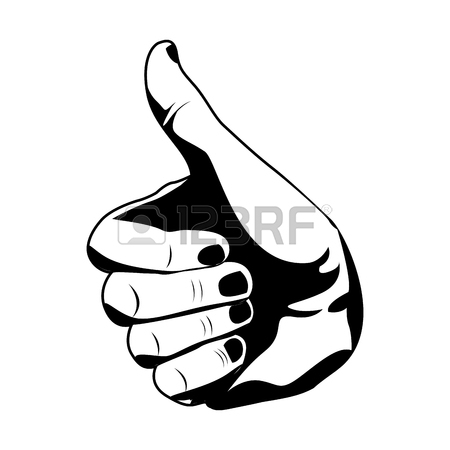 450x450 Black Silhouette Of Hand With Signal Ok Vector Illustration