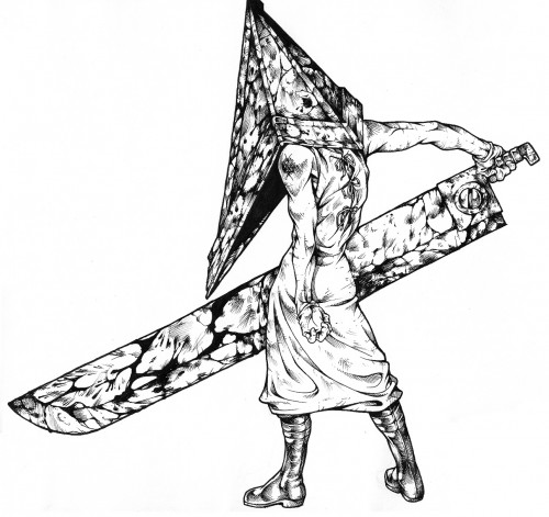 500x471 Silent Hill Pyramid Head Drawing