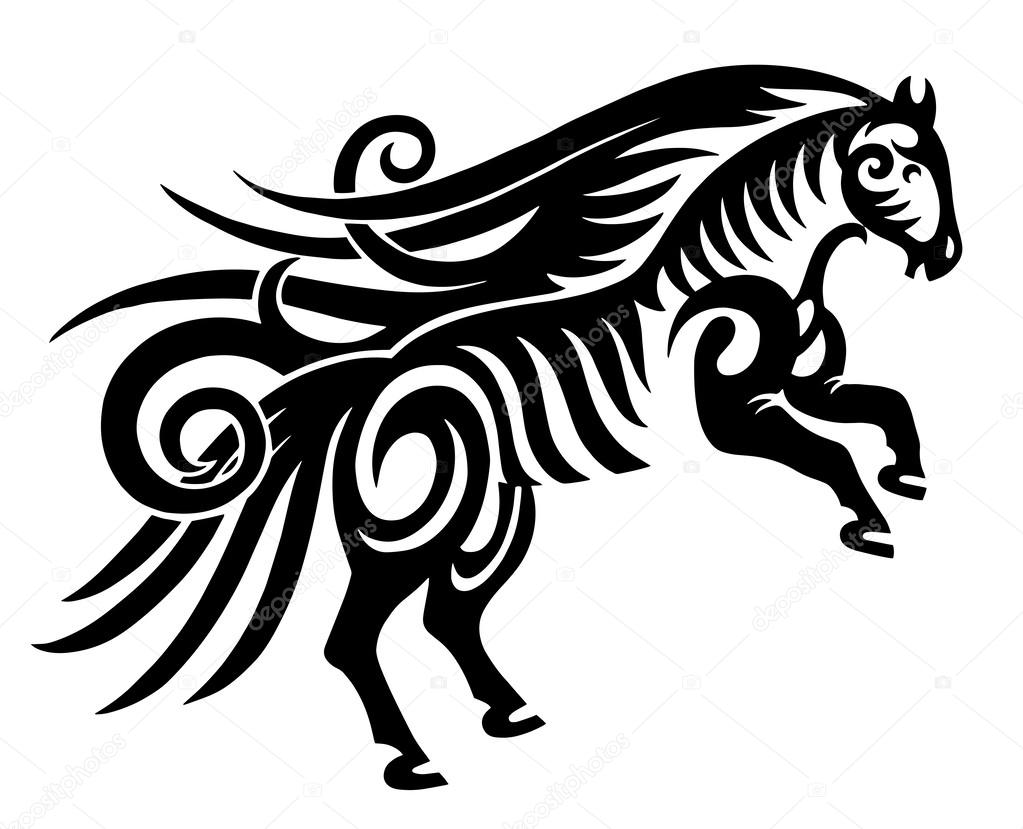 1023x829 Black Tribal Horse Silhouette Stock Vector Karakotsya