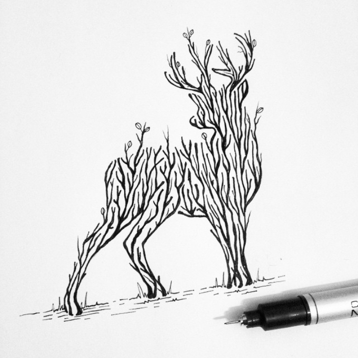 721x721 Wilderness Scenes Illustrated Within Striking Animal Silhouettes