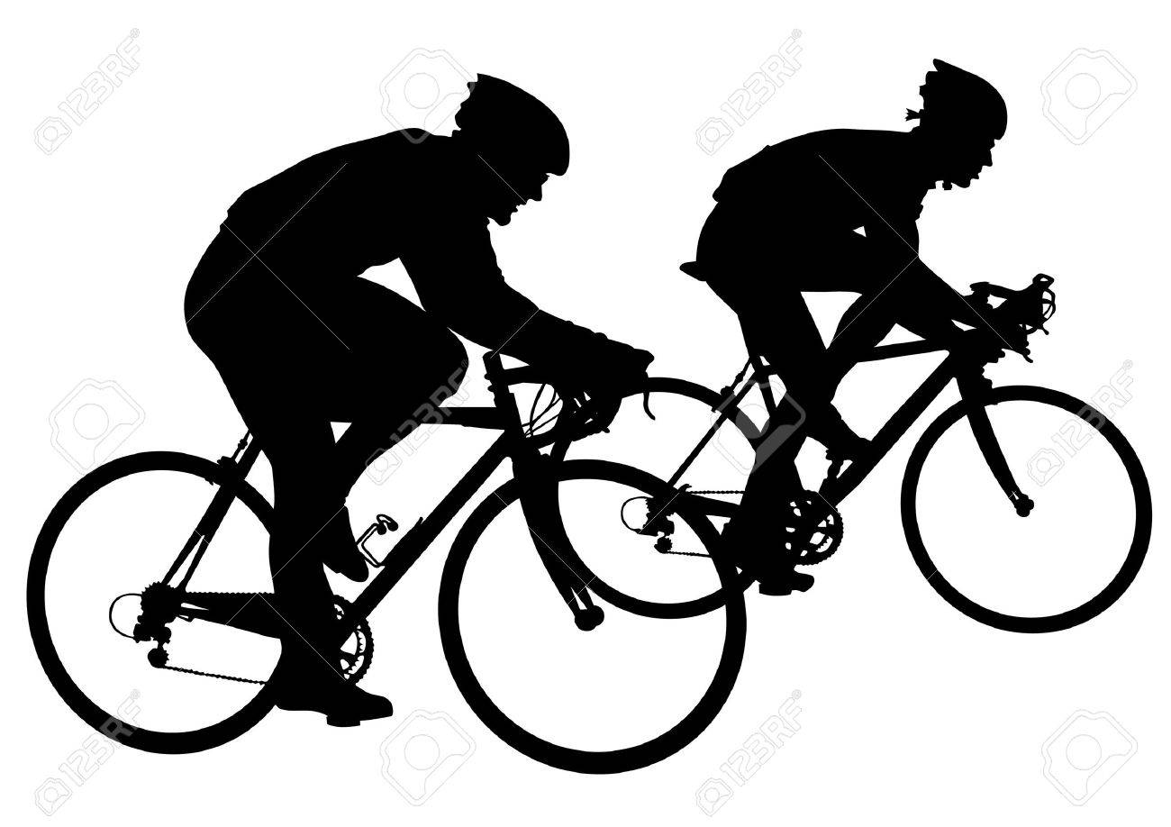 1300x918 Vector Drawing Silhouettes Cyclists In Competition Royalty Free