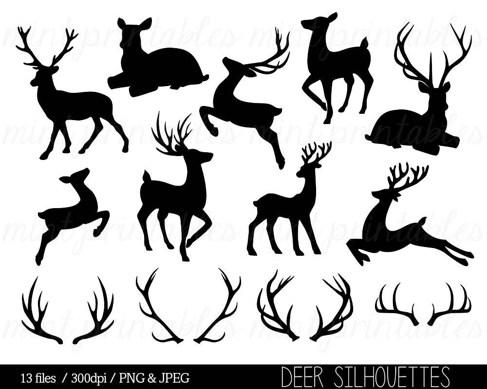 1000x800 Reindeer Silhouette Clipart Black And White