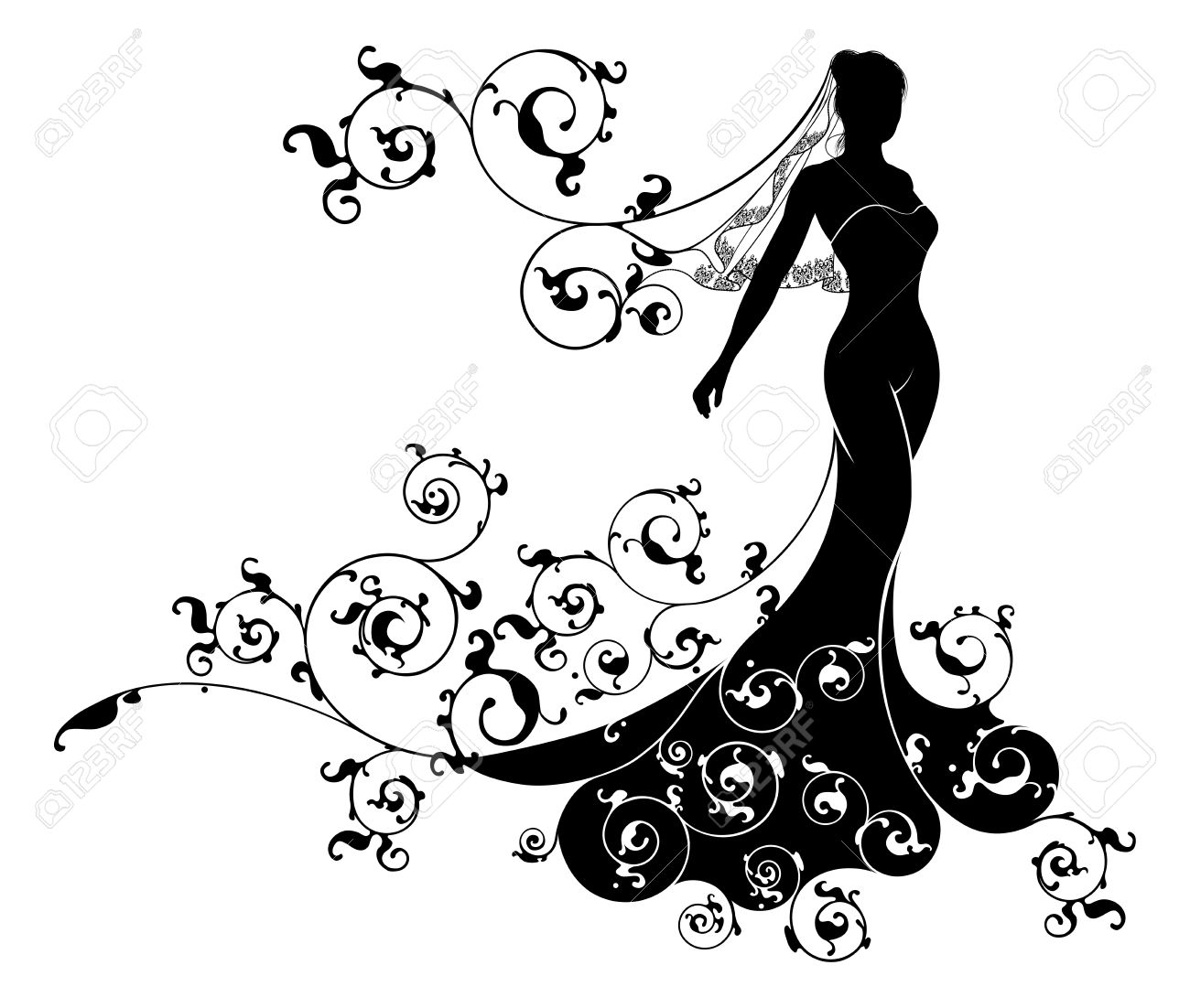 1300x1102 A Bride Silhouette Wedding Design With The Bride In Bridal Dress