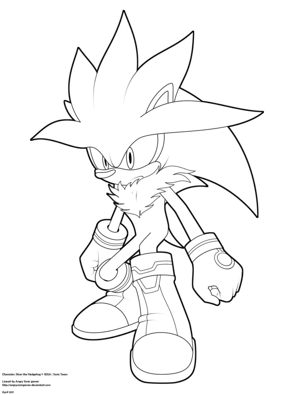 1024x1365 Lineart Silver The Hedgehog By Angrysonicgamer